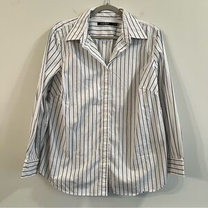 Women’s Lauren Ralph Lauren white and black striped button down career style top